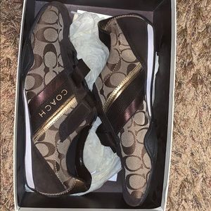Brown and Gold Jenney Coach Sneakers